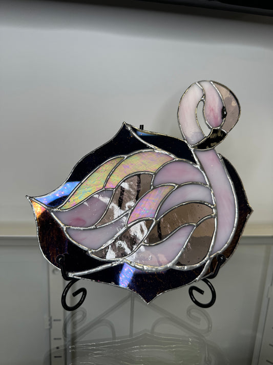 Vitrail décoratif – Cygne irisé